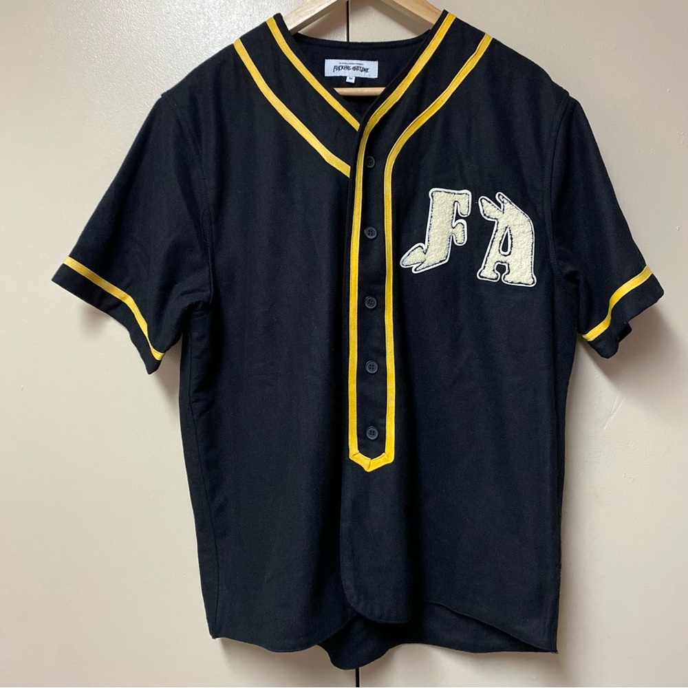 FA Black Baseball Jersey with Yellow Trim